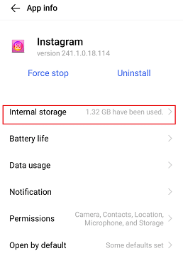 insta-internal-storage
